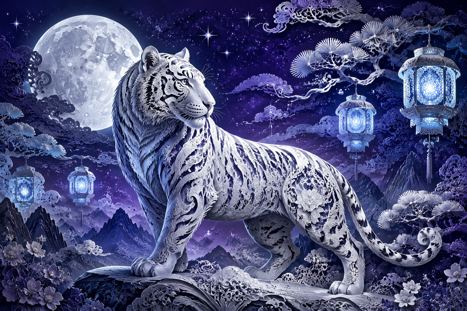 Tygrys Metalowy — chiński znak zodiaku 2010, mistyczna ilustracja